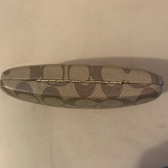 COACH Glasses Case, Signature Clam Shell Hard Case. Color:Brown/Khaki main image 5